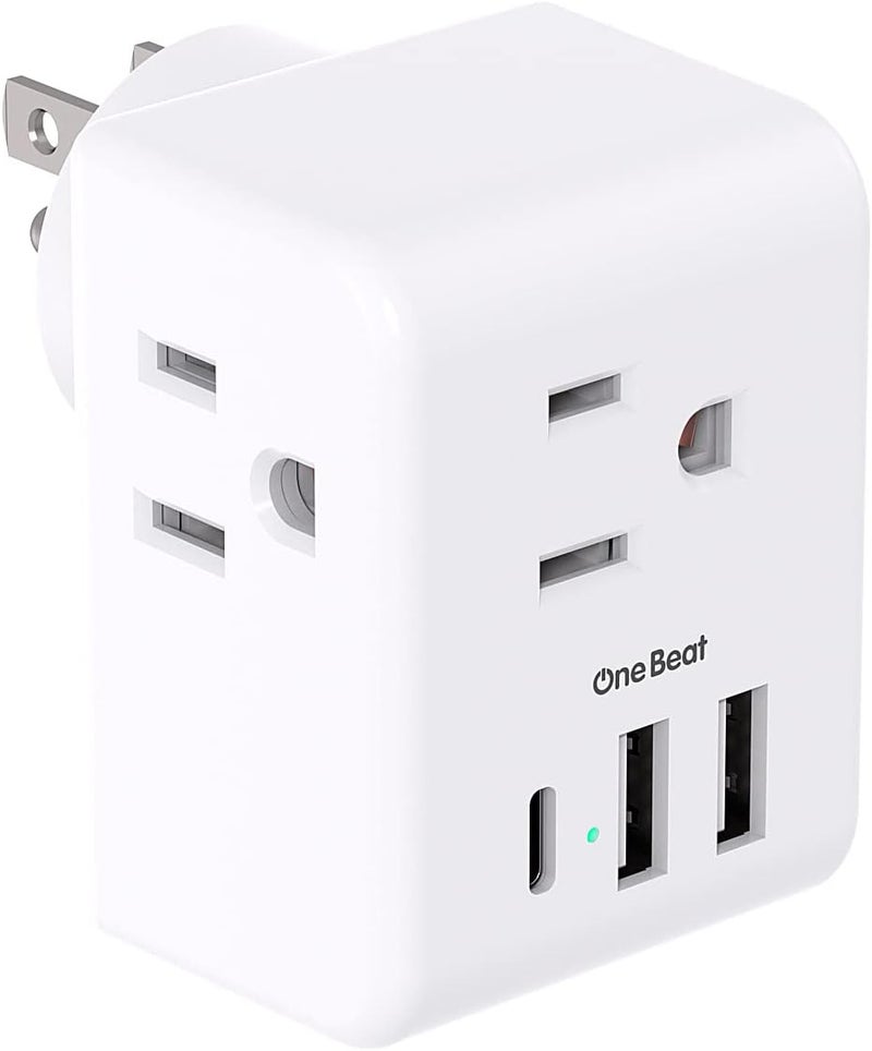 One Beat Multi Plug Outlet Extender, Power Strip Non Surge Protector Electric Outlet Splitter with 3 USB Wall Charger (1 USB C), Multiple Outlet Expander for Cruise, Dorm, Travel, Home, Office - Image 1